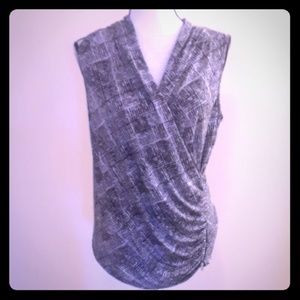 Worthington black and white zebra blouse.